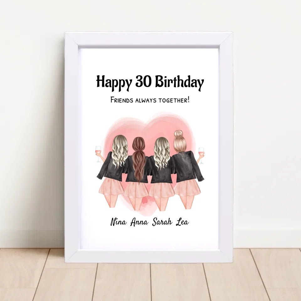 Geburtstag Geschenk 4 Freundin Poster personalisiert mit Namen & Spruch - Cantty