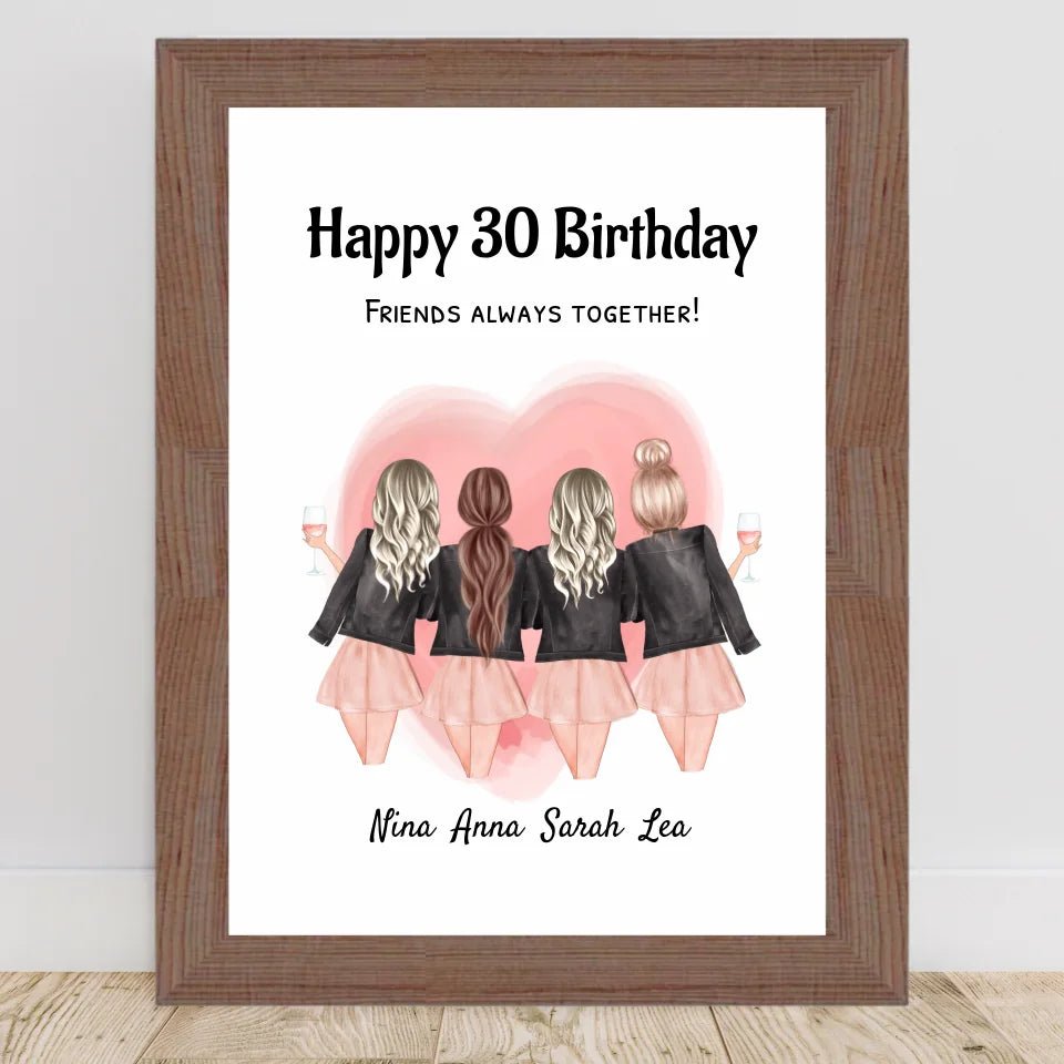 Geburtstag Geschenk 4 Freundin Poster personalisiert mit Namen & Spruch - Cantty