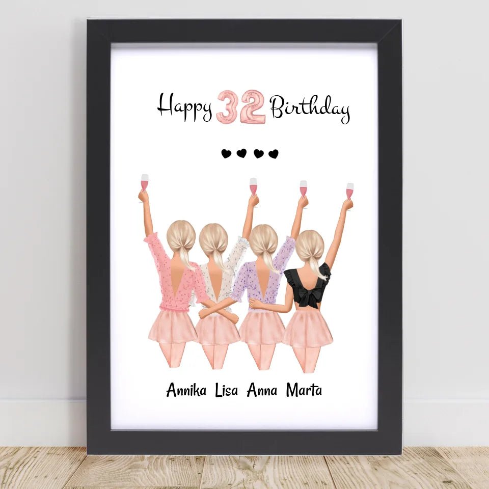 4 beste Freundinnen Bild Geburtstag Geschenk gestalten - Cantty