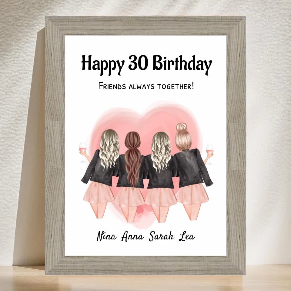 Geburtstag Geschenk 4 Freundin Poster personalisiert mit Namen & Spruch - Cantty