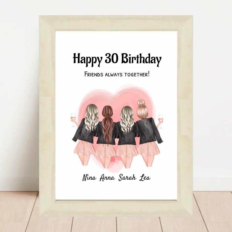 Geburtstag Geschenk 4 Freundin Poster personalisiert mit Namen & Spruch - Cantty