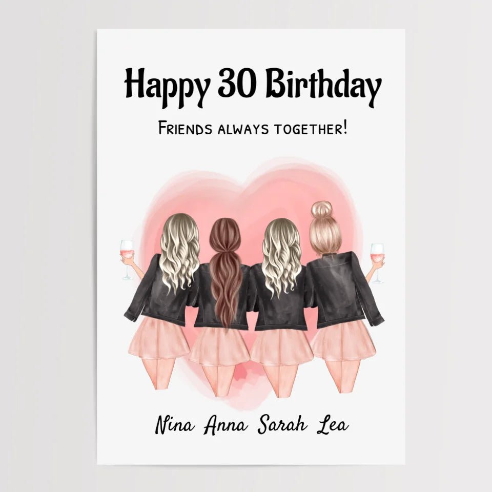 Geburtstag Geschenk 4 Freundin Poster personalisiert mit Namen & Spruch - Cantty