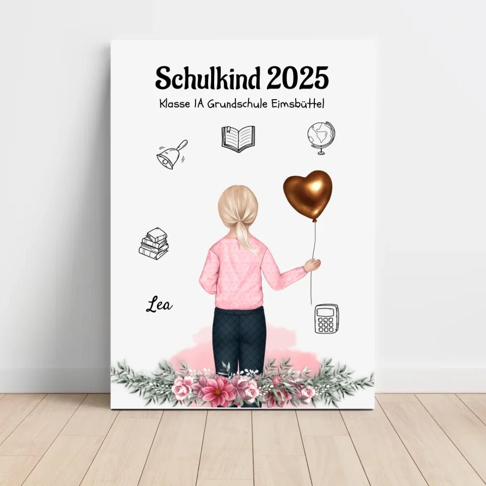 Schulanfänger Mädchen Geschenk Bild personalisiert 1 Klasse - Cantty