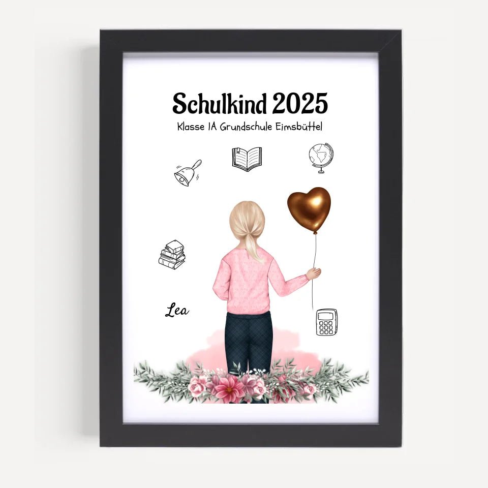 Schulanfänger Mädchen Geschenk Bild personalisiert 1 Klasse - Cantty