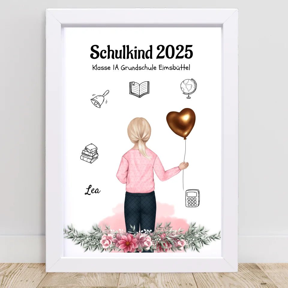 Schulanfänger Mädchen Geschenk Bild personalisiert 1 Klasse - Cantty