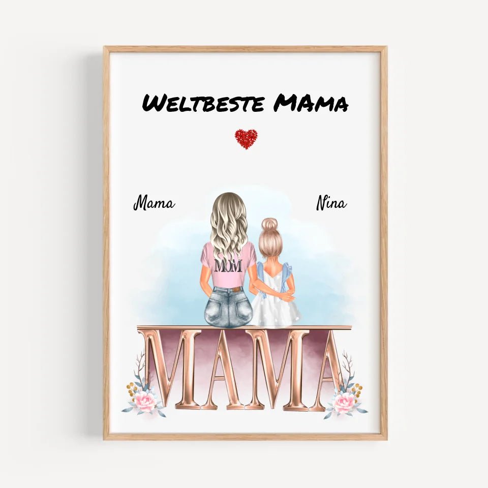 Mutter kleine Tochter Bild Geschenk personalisiert - Cantty