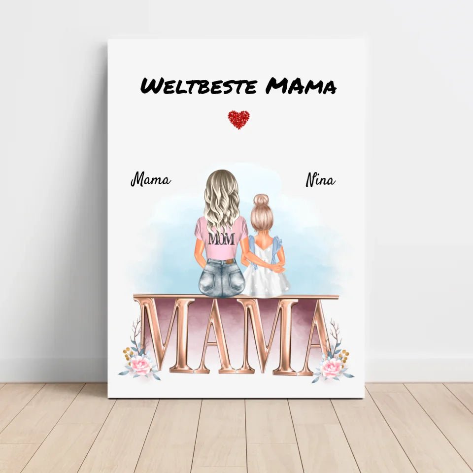 Mutter kleine Tochter Bild Geschenk personalisiert - Cantty