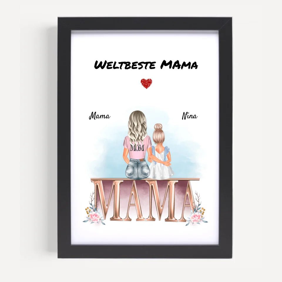 Mutter kleine Tochter Bild Geschenk personalisiert - Cantty
