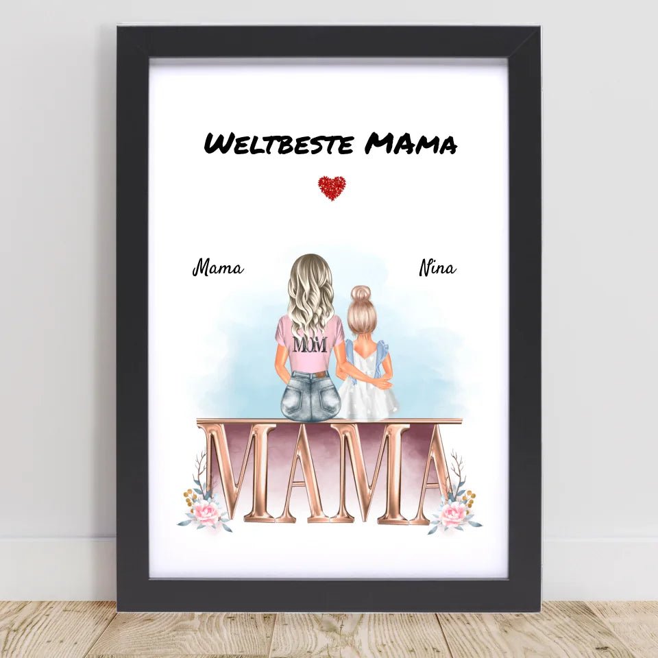 Mutter kleine Tochter Bild Geschenk personalisiert - Cantty