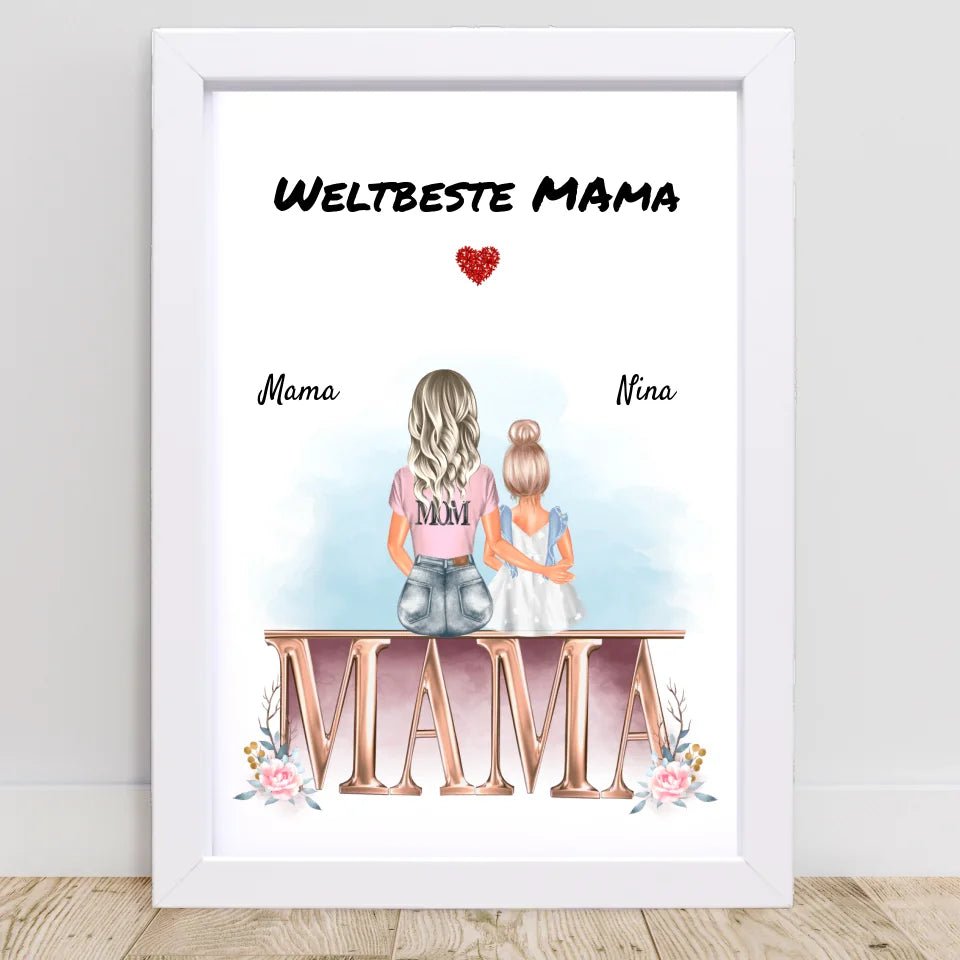 Mutter kleine Tochter Bild Geschenk personalisiert - Cantty