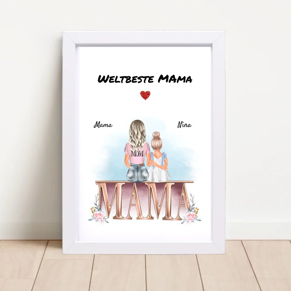 Mutter kleine Tochter Bild Geschenk personalisiert - Cantty