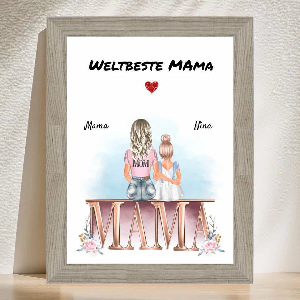 Mutter kleine Tochter Bild Geschenk personalisiert - Cantty