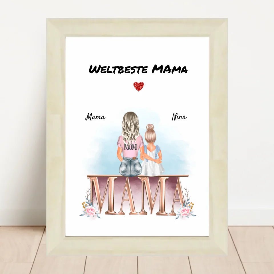Mutter kleine Tochter Bild Geschenk personalisiert - Cantty