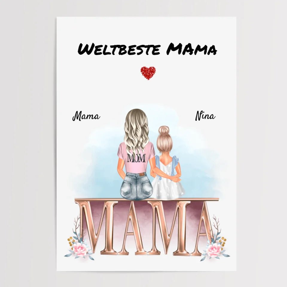 Mutter kleine Tochter Bild Geschenk personalisiert - Cantty