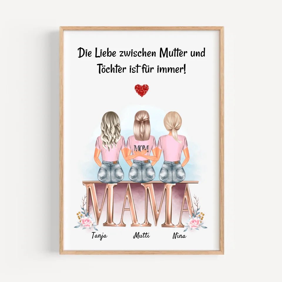 Geschenk Mutter 2 Töchter Poster personalisiert - Cantty