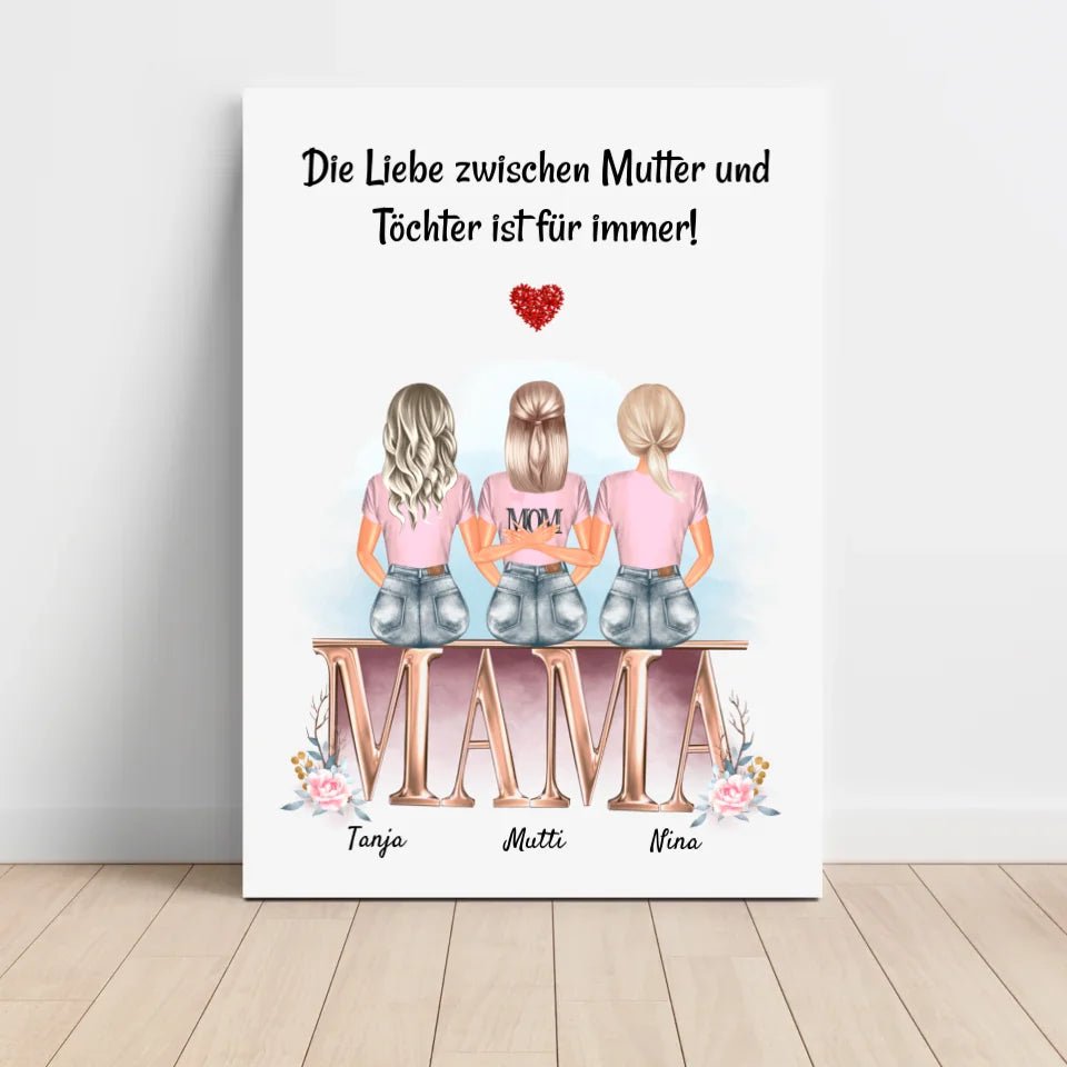 Geschenk Mutter 2 Töchter Poster personalisiert - Cantty