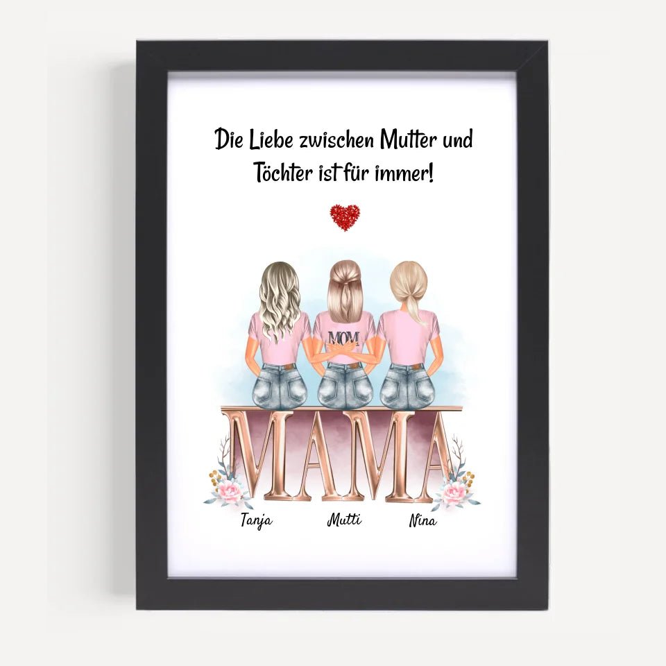 Geschenk Mutter 2 Töchter Poster personalisiert - Cantty