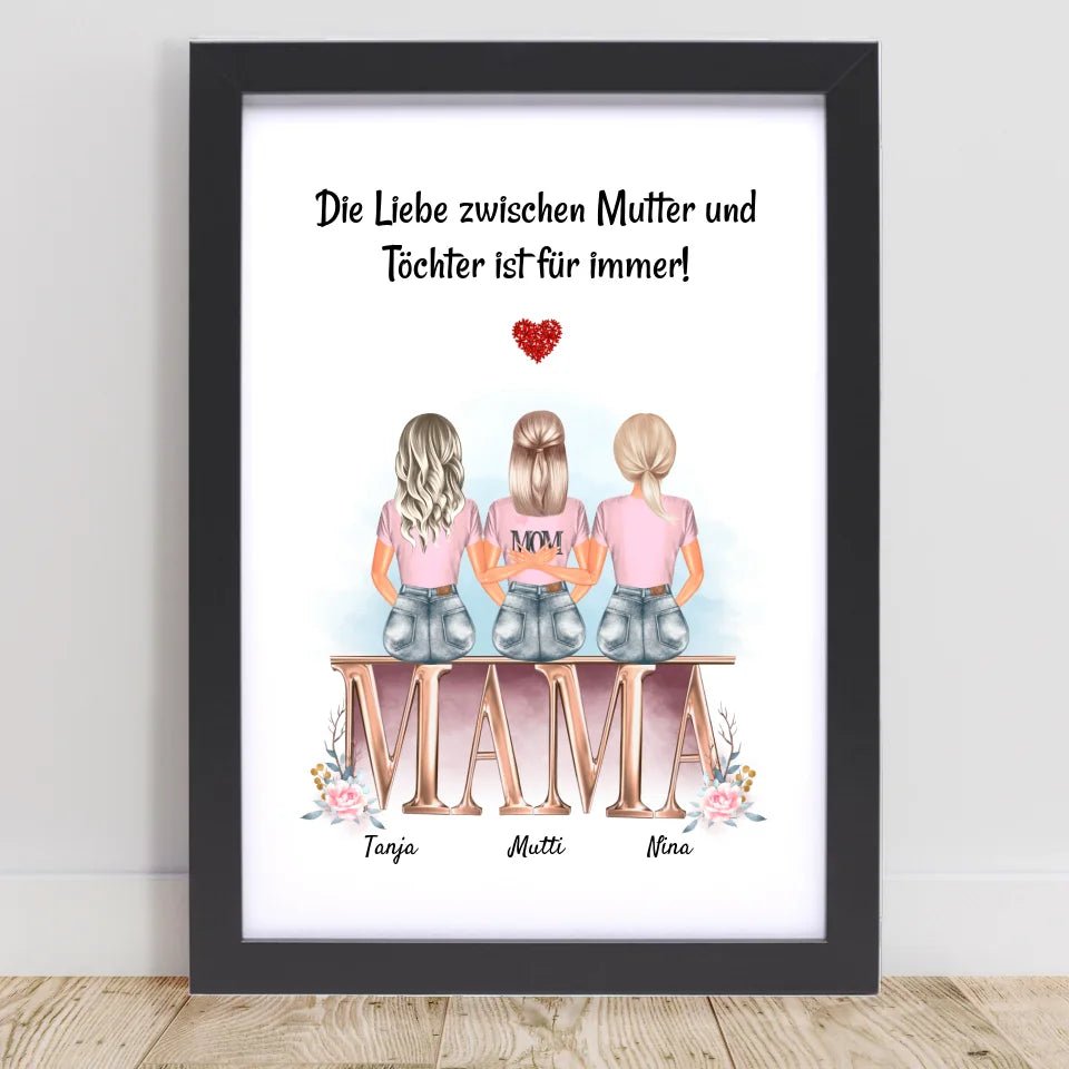 Geschenk Mutter 2 Töchter Poster personalisiert - Cantty