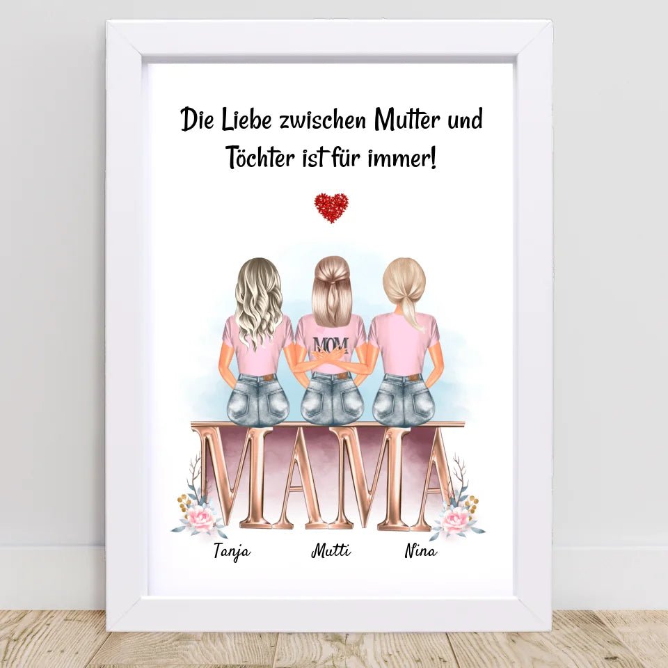 Geschenk Mutter 2 Töchter Poster personalisiert - Cantty