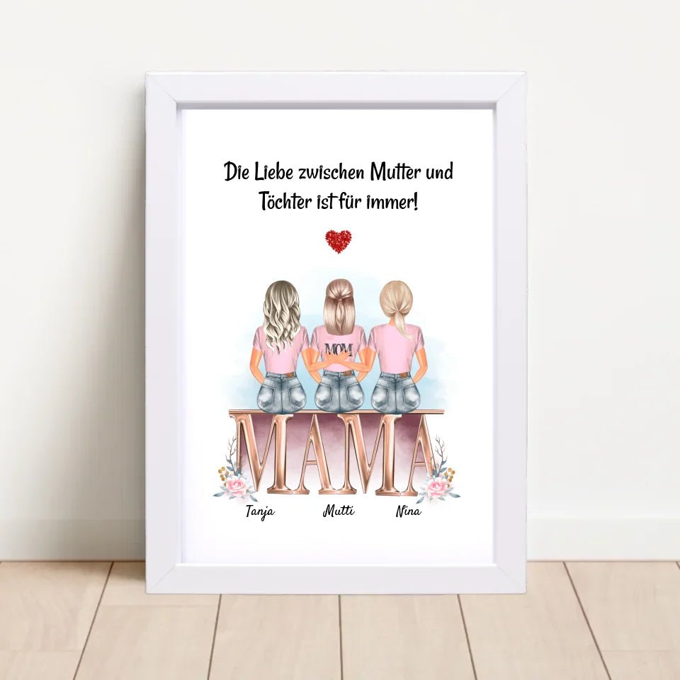 Geschenk Mutter 2 Töchter Poster personalisiert - Cantty