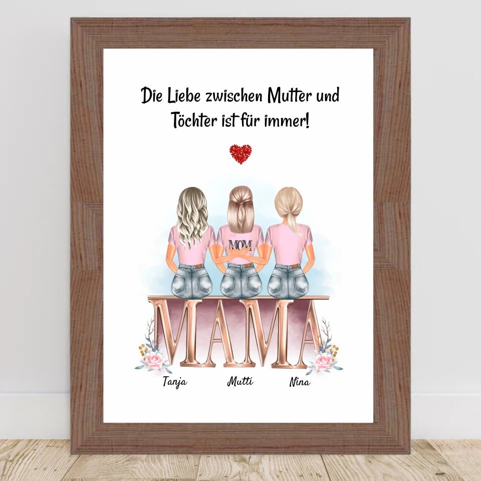 Geschenk Mutter 2 Töchter Poster personalisiert - Cantty