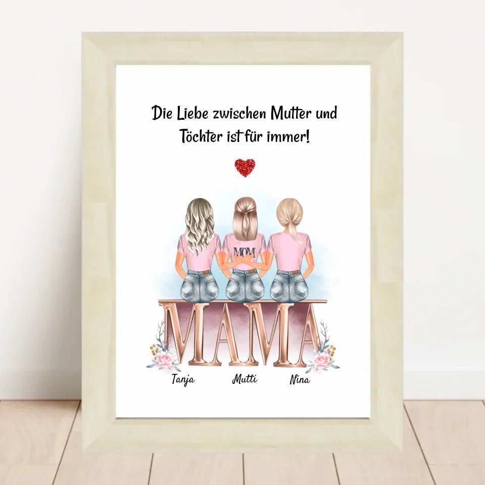Geschenk Mutter 2 Töchter Poster personalisiert - Cantty