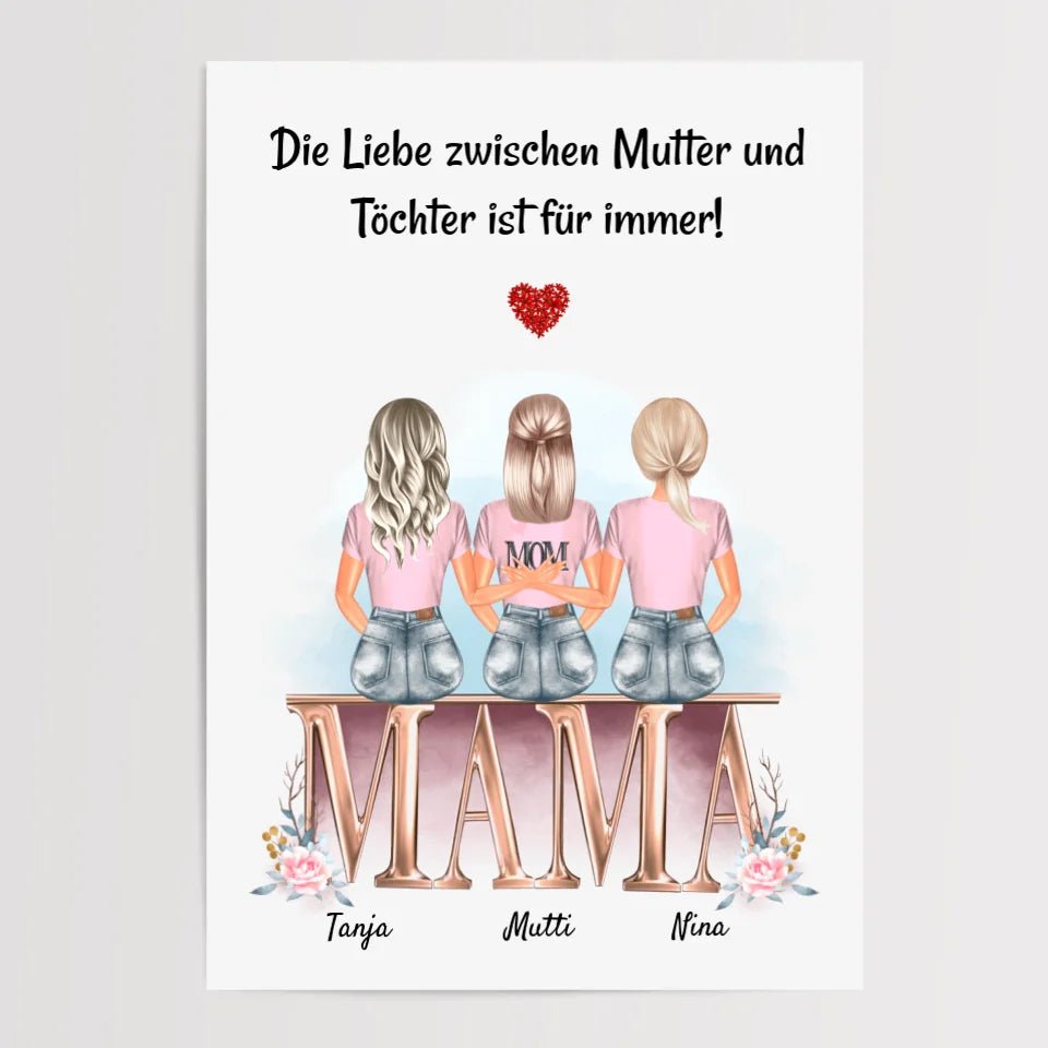 Geschenk Mutter 2 Töchter Poster personalisiert - Cantty