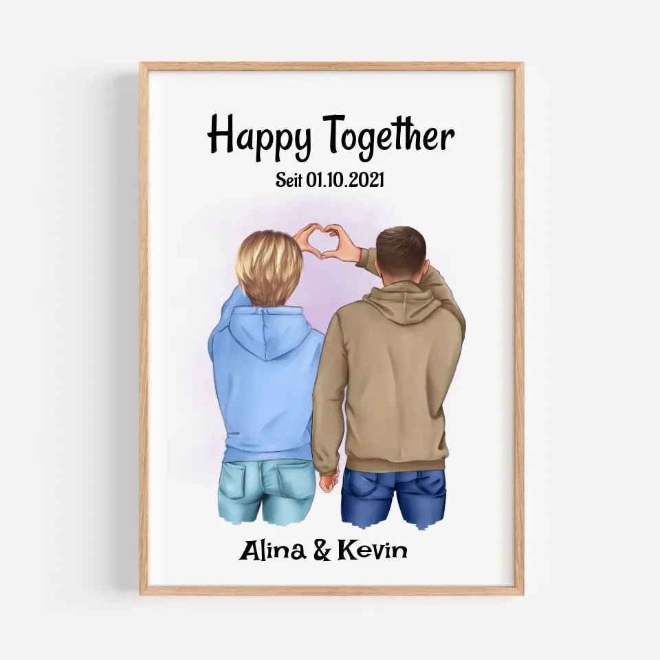 Pärchen Bild Jahrestag Geschenk personalisiert - Cantty