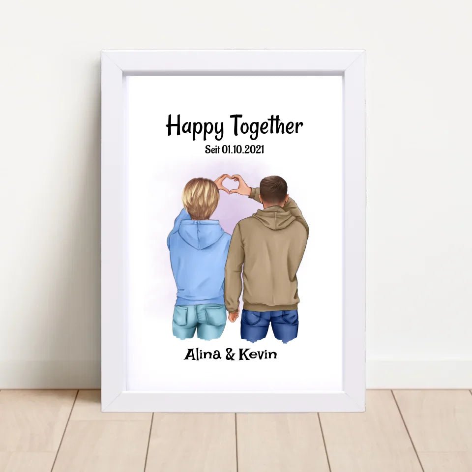 Pärchen Bild Jahrestag Geschenk personalisiert - Cantty