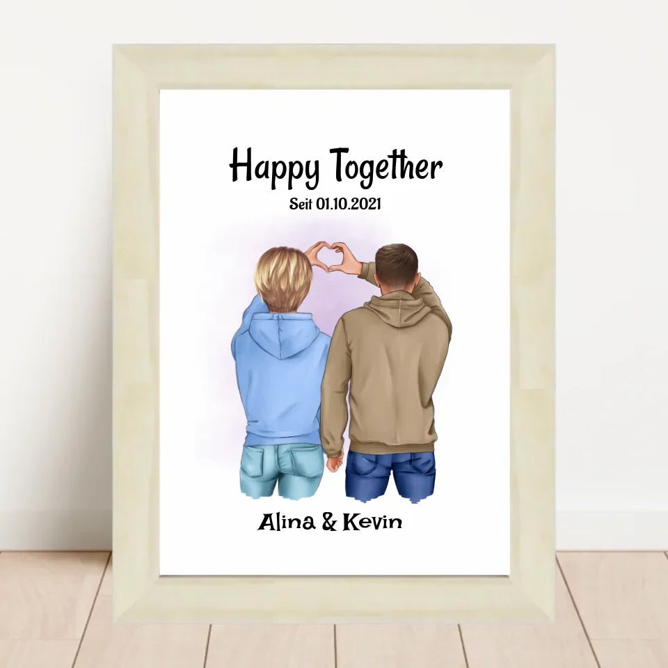 Pärchen Bild Jahrestag Geschenk personalisiert - Cantty