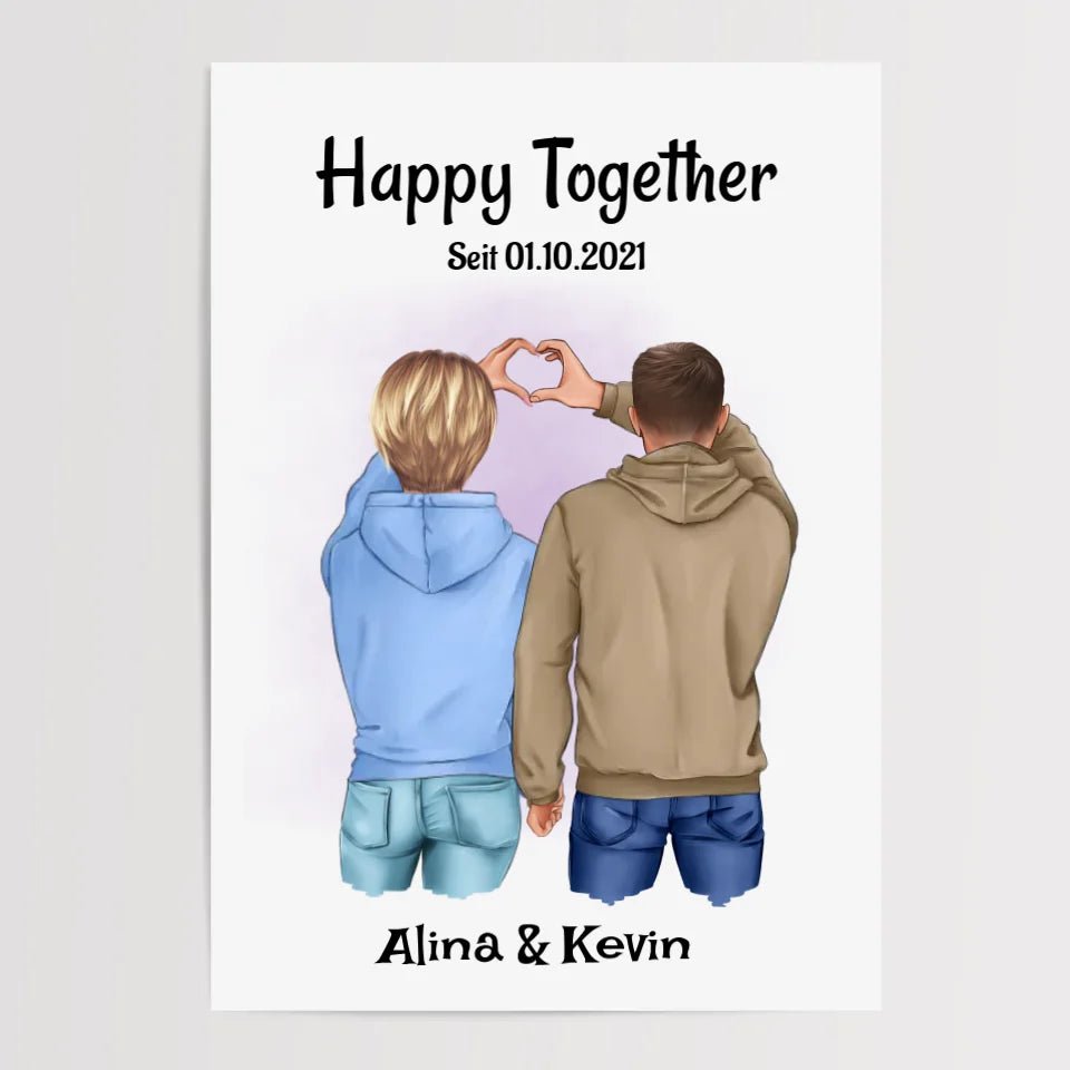 Pärchen Bild Jahrestag Geschenk personalisiert - Cantty