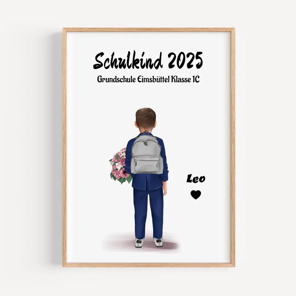 Schulanfänger Junge Bild Geschenk personalisiert für 1 Klasse - Cantty