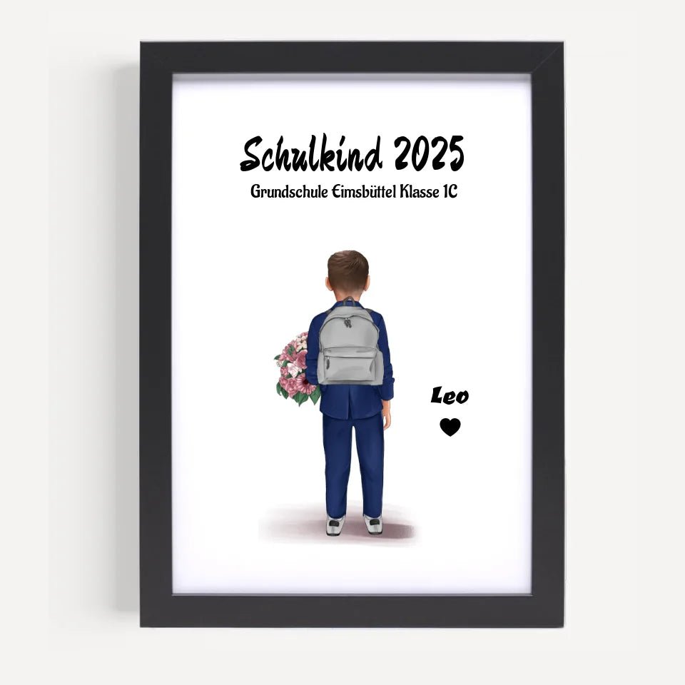 Schulanfänger Junge Bild Geschenk personalisiert für 1 Klasse - Cantty