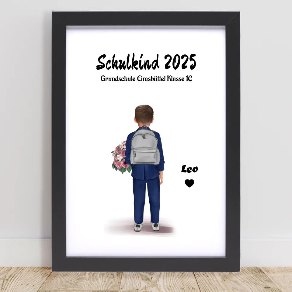 Schulanfänger Junge Bild Geschenk personalisiert für 1 Klasse - Cantty