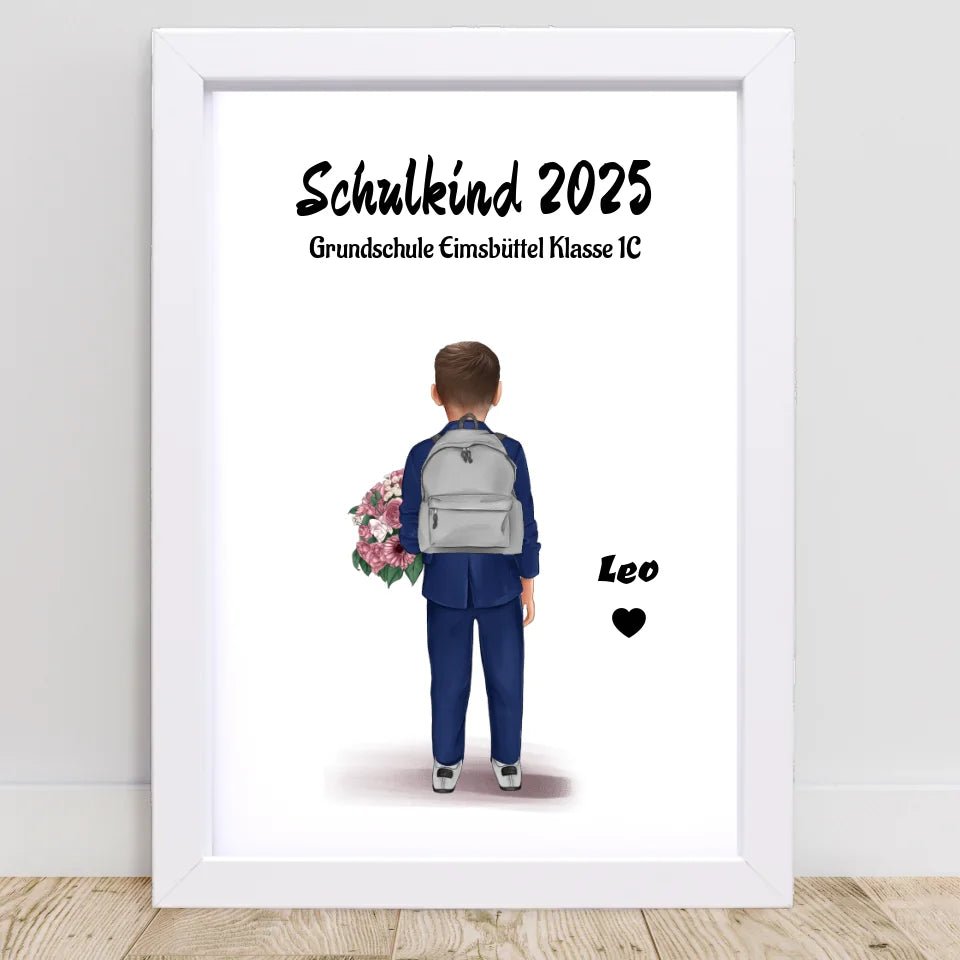 Schulanfänger Junge Bild Geschenk personalisiert für 1 Klasse - Cantty