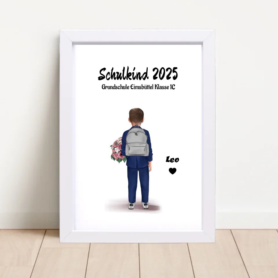 Schulanfänger Junge Bild Geschenk personalisiert für 1 Klasse - Cantty