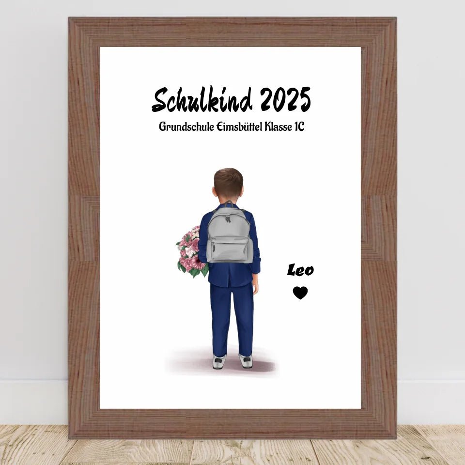 Schulanfänger Junge Bild Geschenk personalisiert für 1 Klasse - Cantty