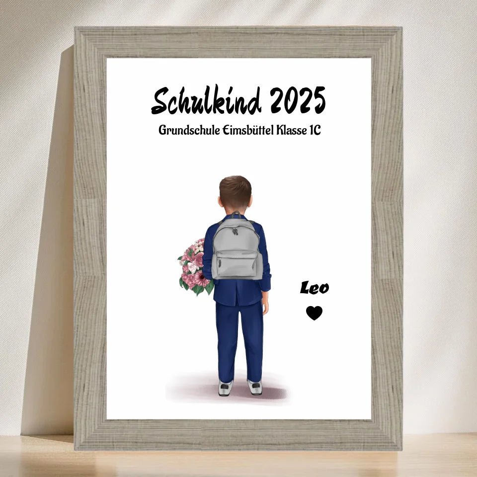Schulanfänger Junge Bild Geschenk personalisiert für 1 Klasse - Cantty