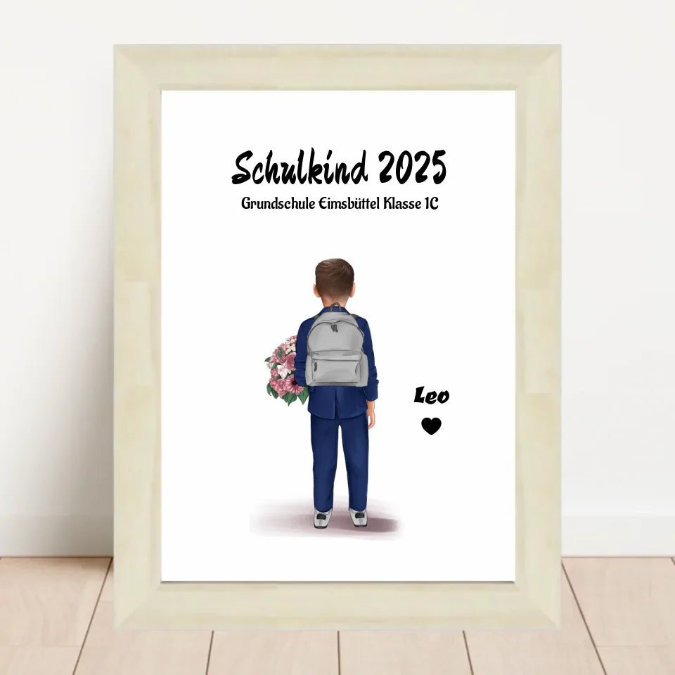 Schulanfänger Junge Bild Geschenk personalisiert für 1 Klasse - Cantty