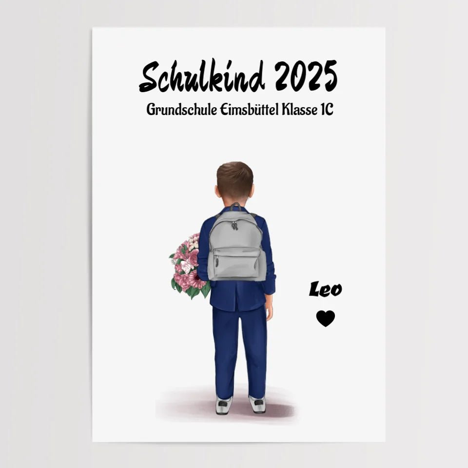 Schulanfänger Junge Bild Geschenk personalisiert für 1 Klasse - Cantty