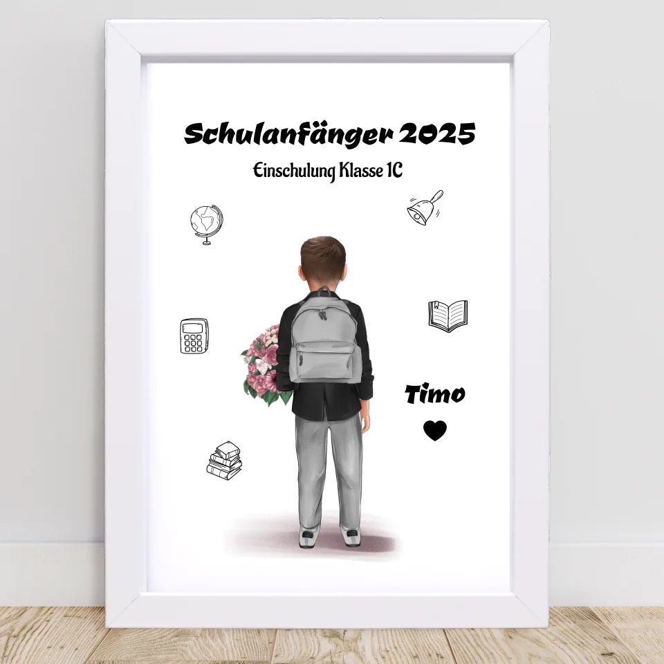 Schulkind Junge Bild Schulanfänger Design personalisiert - Cantty