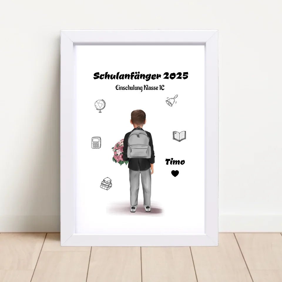 Schulkind Junge Bild Schulanfänger Design personalisiert - Cantty