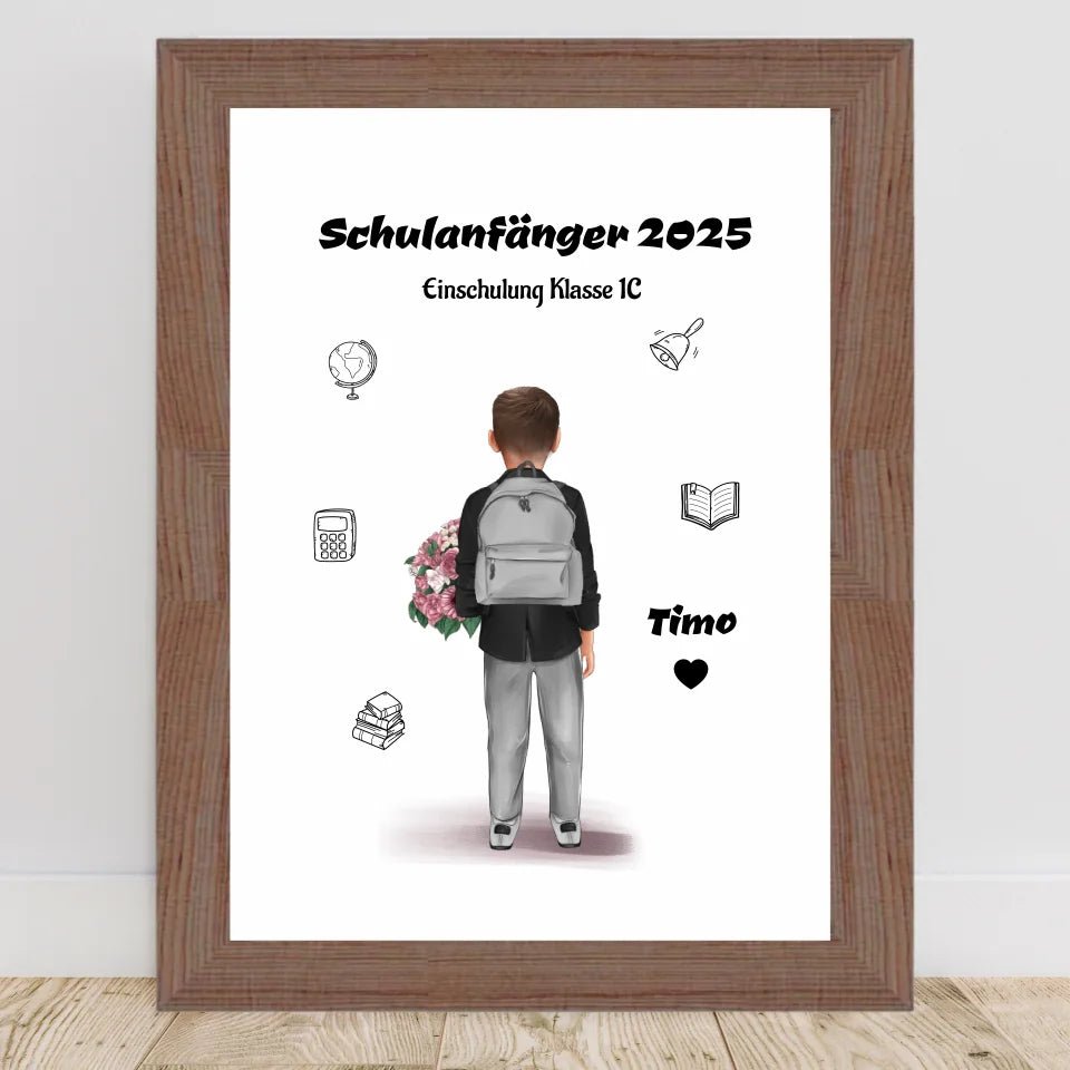 Schulkind Junge Bild Schulanfänger Design personalisiert - Cantty