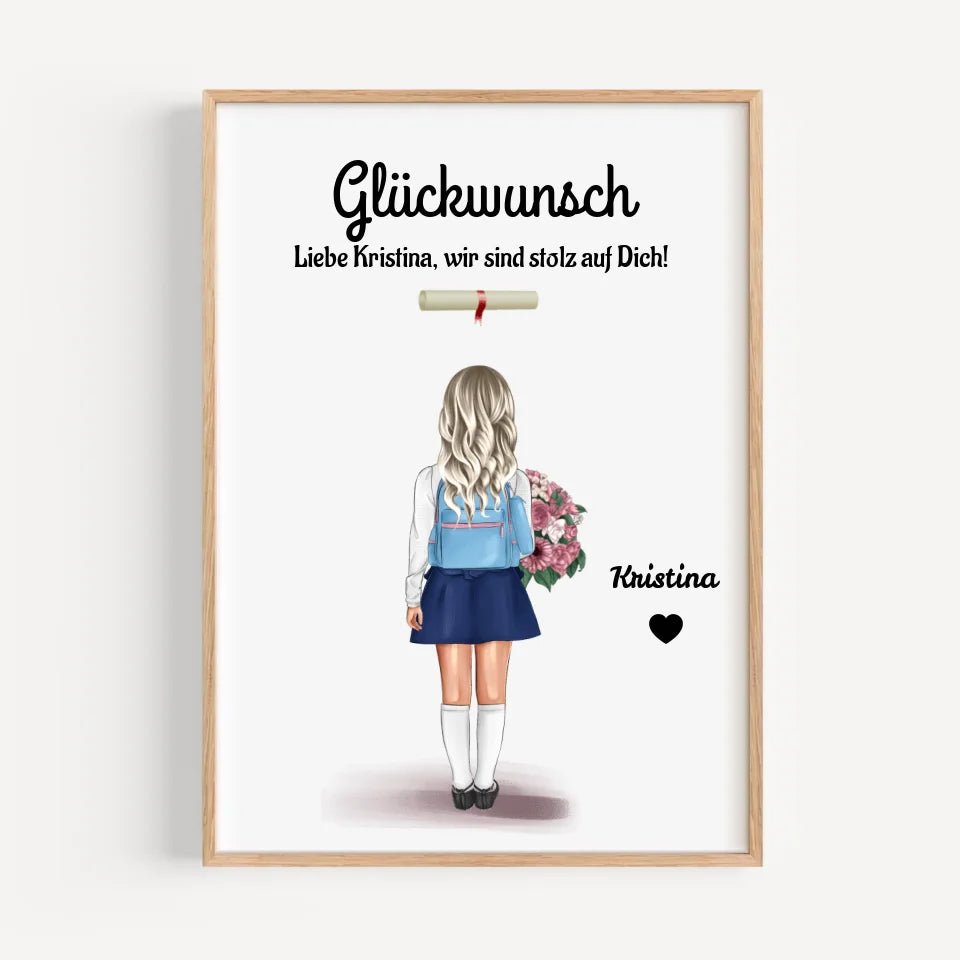 Zeugnis Geschenk Mädchen Bild personalisiert - Cantty