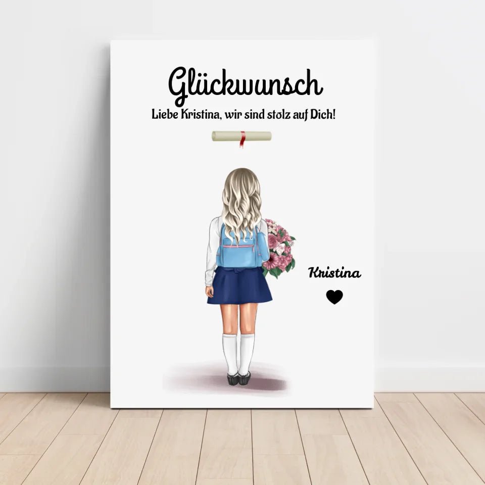 Zeugnis Geschenk Mädchen Bild personalisiert - Cantty