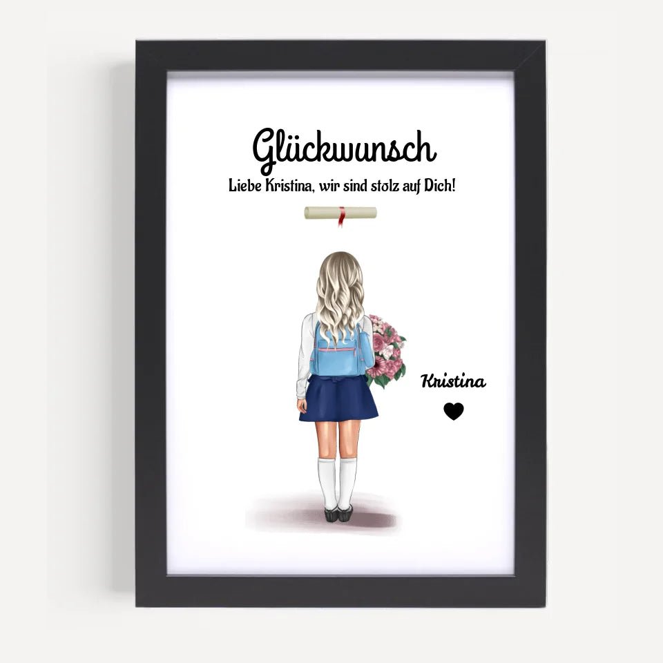 Zeugnis Geschenk Mädchen Bild personalisiert - Cantty