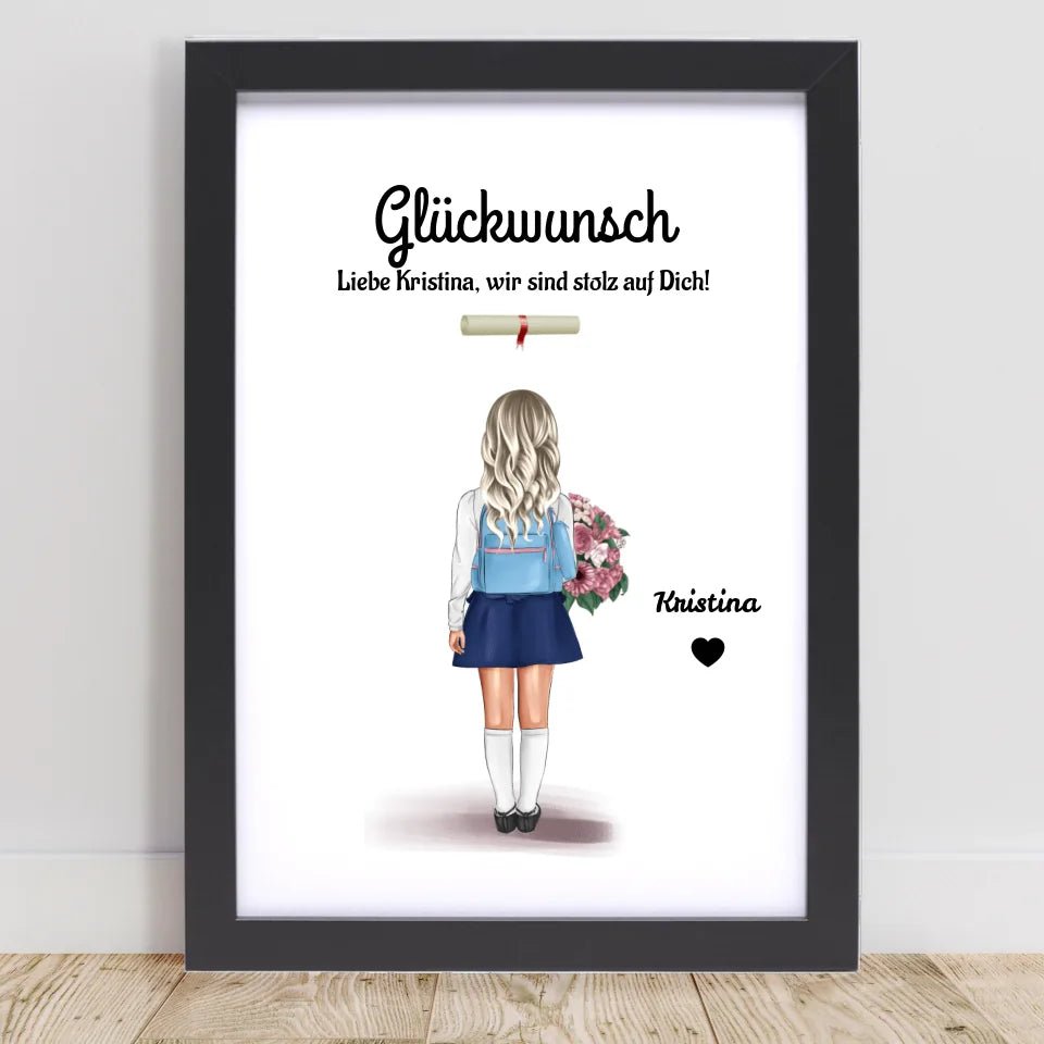 Zeugnis Geschenk Mädchen Bild personalisiert - Cantty