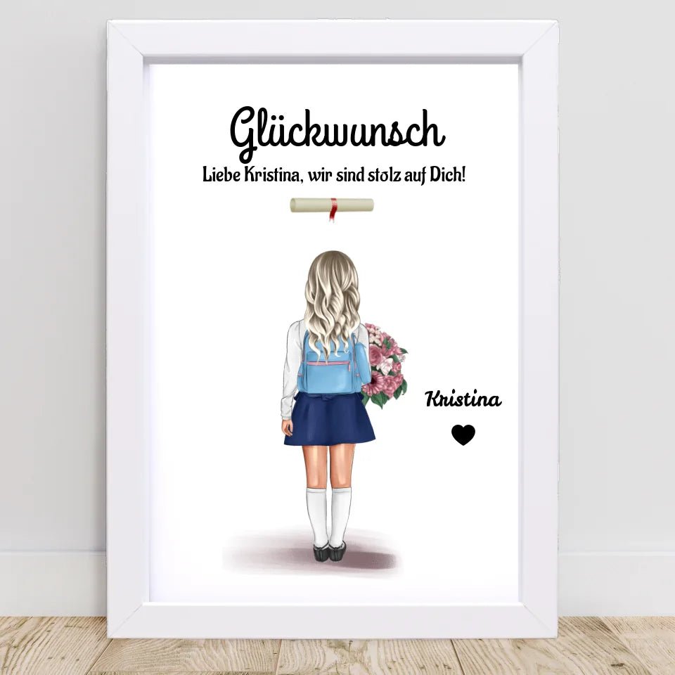 Zeugnis Geschenk Mädchen Bild personalisiert - Cantty