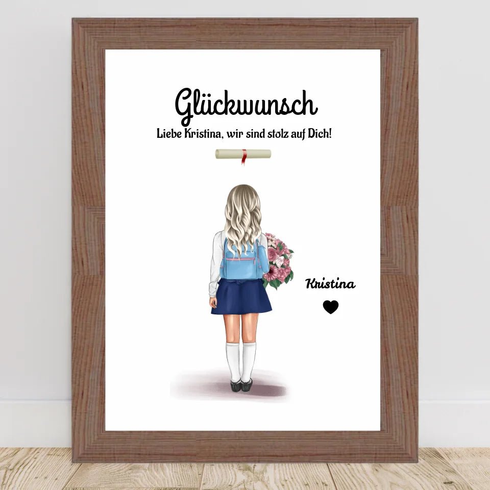 Zeugnis Geschenk Mädchen Bild personalisiert - Cantty