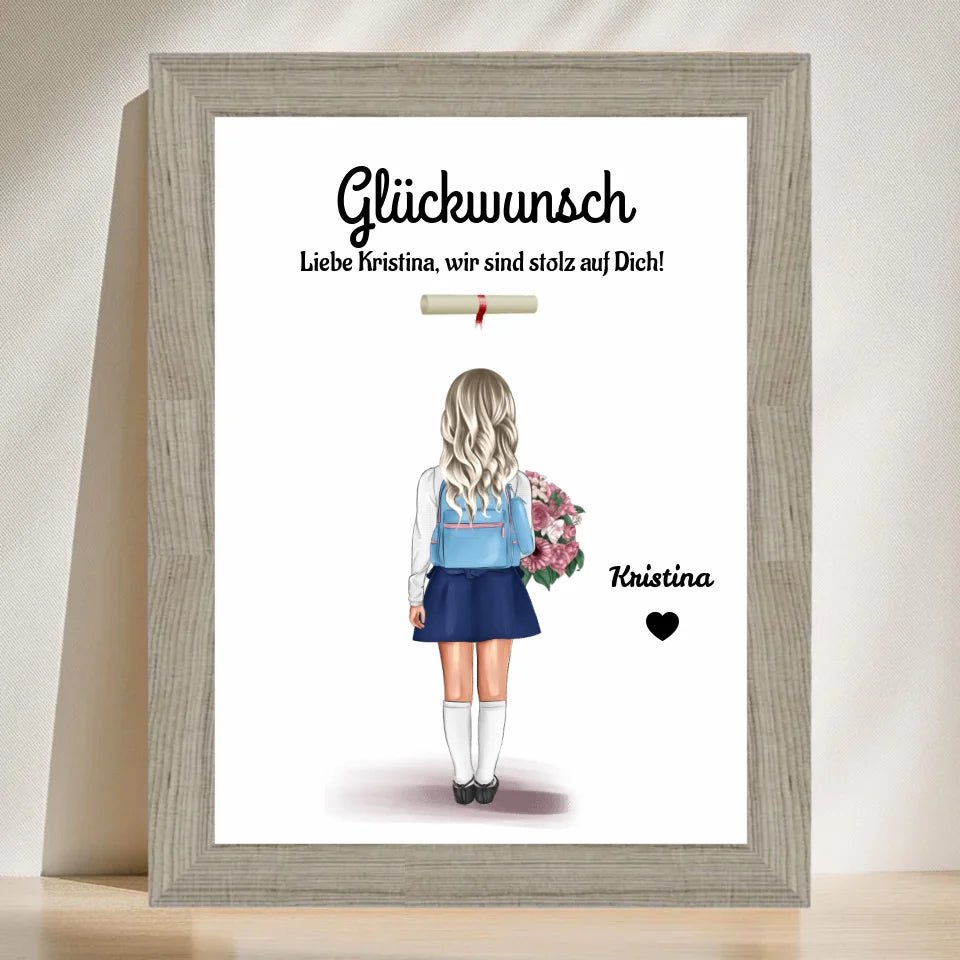 Zeugnis Geschenk Mädchen Bild personalisiert - Cantty